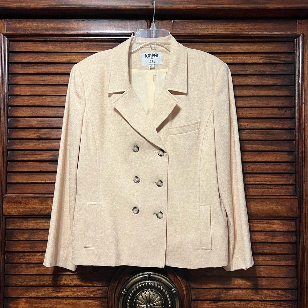 Kasper ALS Double-Breasted Button Up Yellow‎ Blazer Women’s Size 16